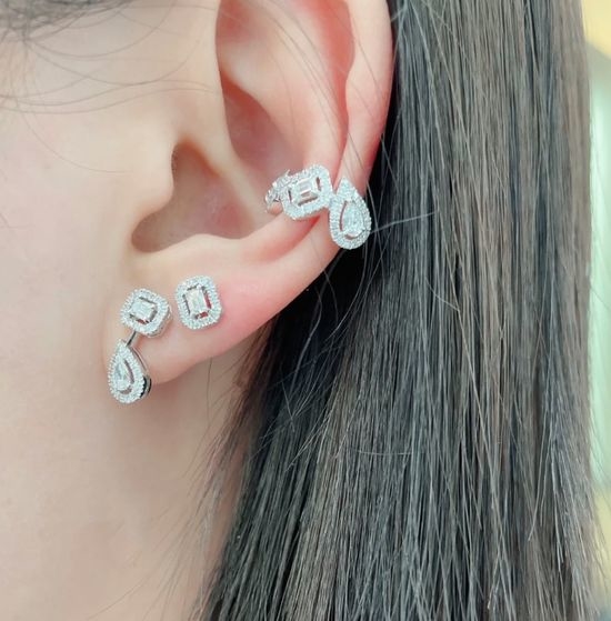 Messika Waterdrop Baguette Cut Stud Earrings