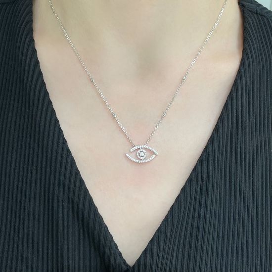 Messika Shining Full Diamond Heart Eye Pendant Necklace