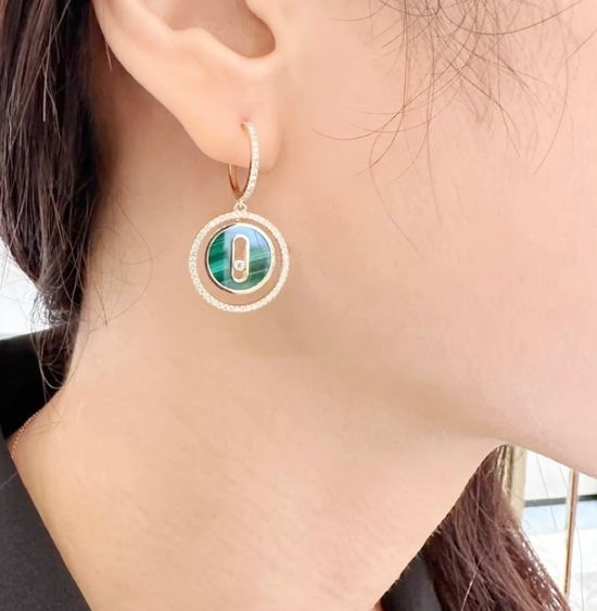 Messika Round Malachite Drop Dangle Earrings