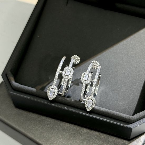 Messika Double Layer Square Diamond Stud Earrings