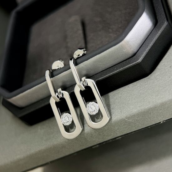 Messika Single Diamond Sliding Ear Hooks Sterling Silver