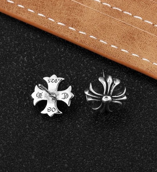 Chrome Hearts Cross Flower Hypoallergenic Stud Earrings