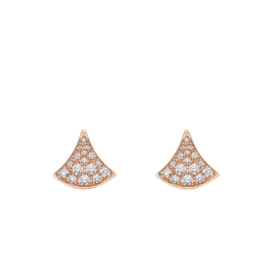 Bvlgari Mini Rhinestone Fan-shaped Stud Earrings