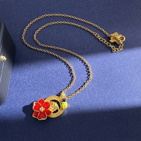 Versace Multi Element Pattern Pendant Necklace