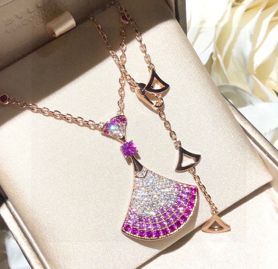 Bvlgari Pink Gemstone Large Pendant Necklace