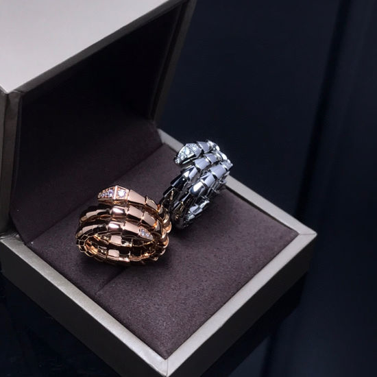 Bvlgari Triple-Row Diamond Snake Ring with Spring Band