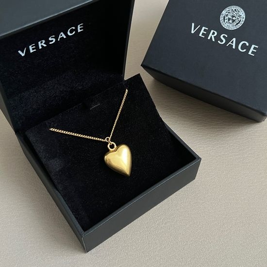 Versace Vintage Engraved Metal Pendant Necklace