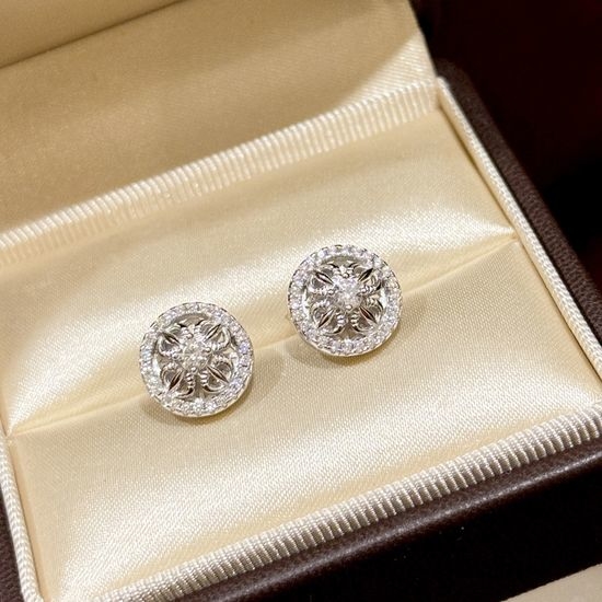 Chrome Hearts Four Leaf Clover Diamond Stud Earrings