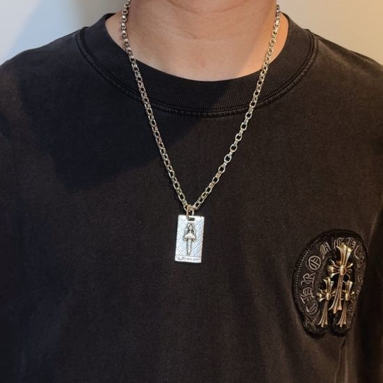 Chrome Hearts Vintage Sword Square Pendant Necklace