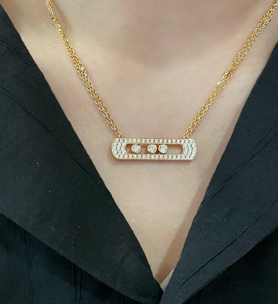 Messika Pave Diamond Double Chain Necklace