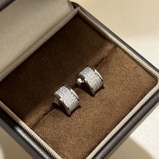 Bvlgari Pavé Small Hoop Silver Earrings