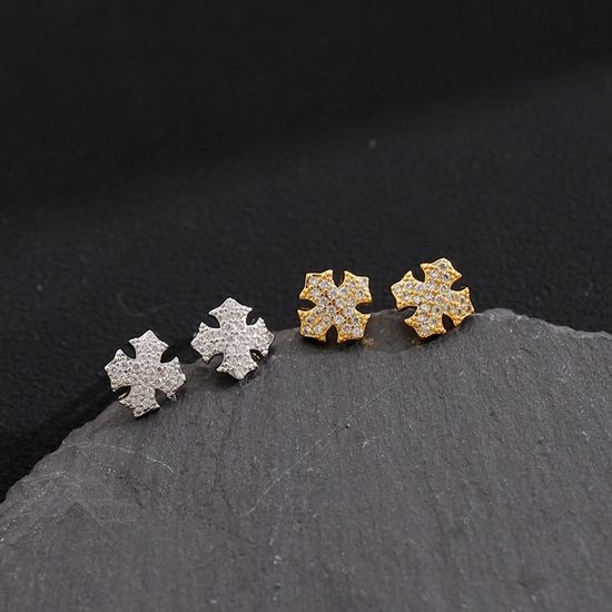 Chrome Hearts Zircon Cross Stud Earrings
