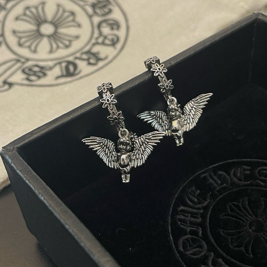 Chrome Hearts Vintage Engraved Pattern Stud Earrings