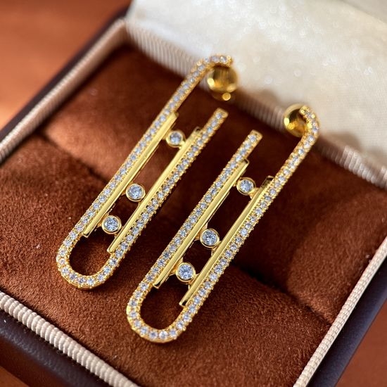 Messika Sliding Diamond Long Bar Stud Earrings
