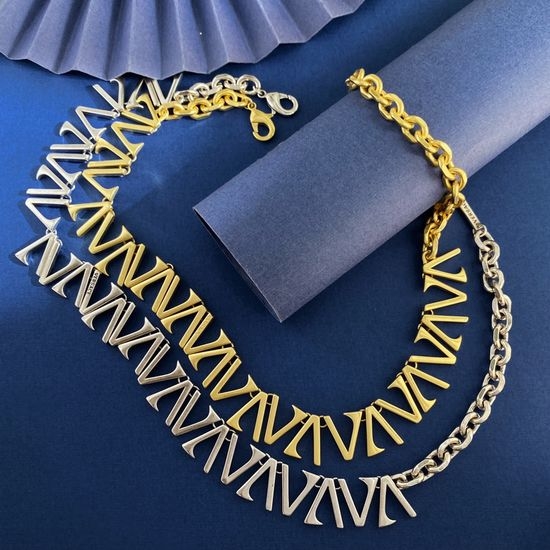 Versace Vintage Finish Letter Chain Necklace