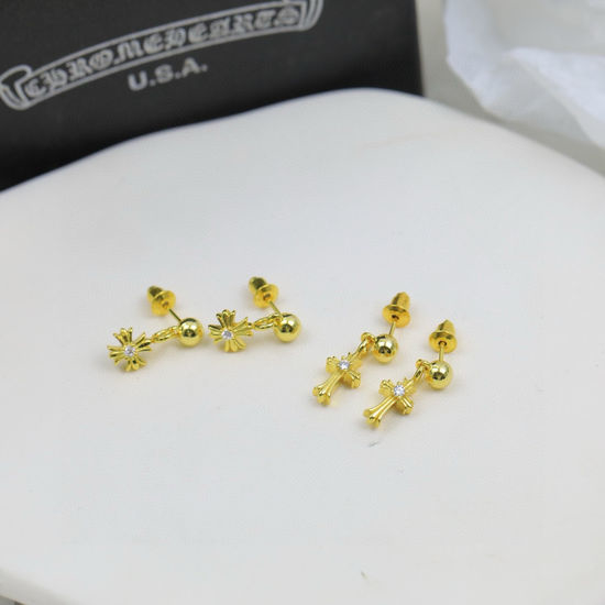 Chrome Hearts Gold Plated Pattern Earrings