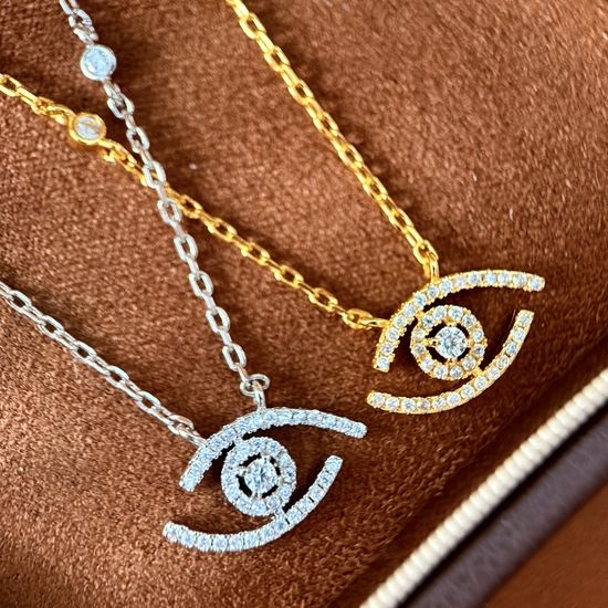 Messika Hollow Lucky Eye Inlaid Diamond Pendant Necklace