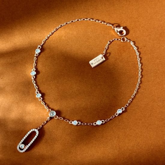 Messika Diamond Paperclip Anklet Adjustable