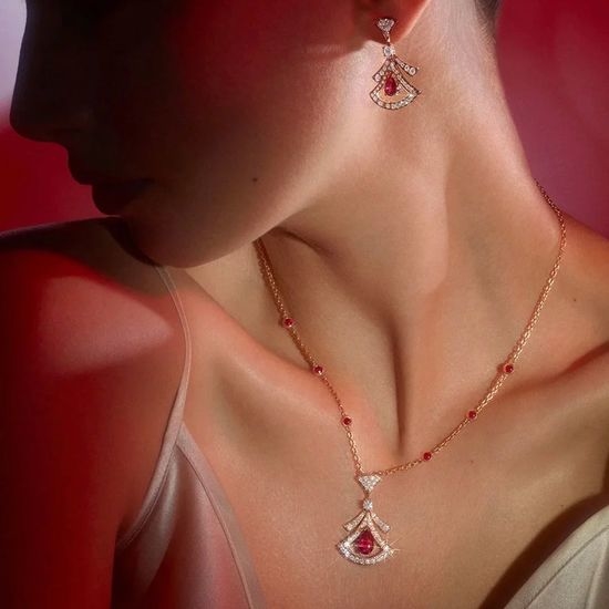 Bvlgari Sapphire Fan Shape Pendant Necklace