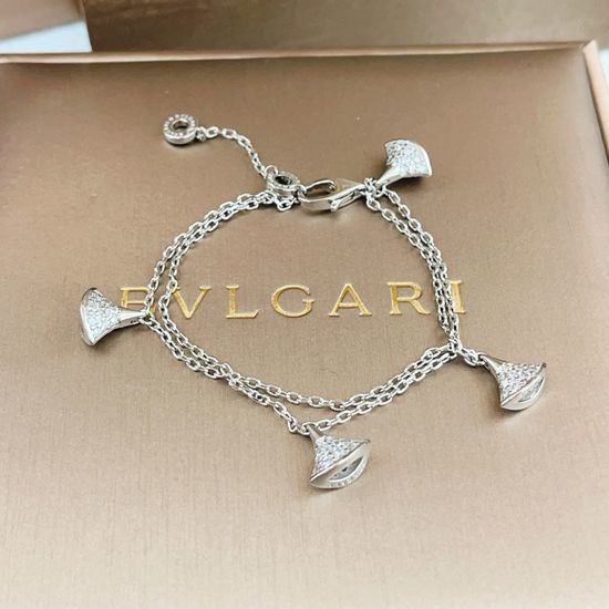 Bvlgari Silver Double Chain Fan Bracelet