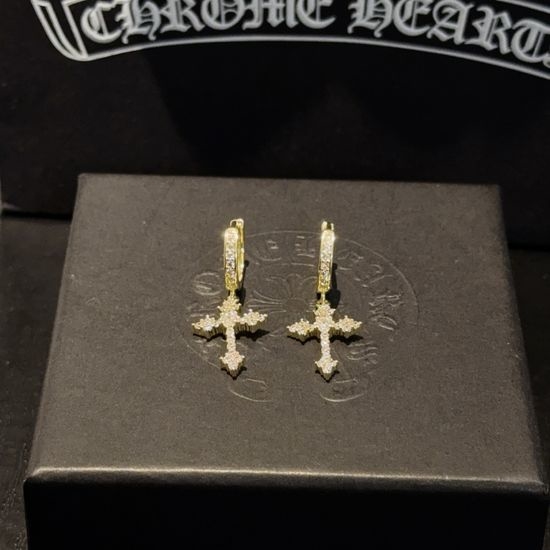 Chrome Hearts Vintage Cross Pattern Earrings Retro Design