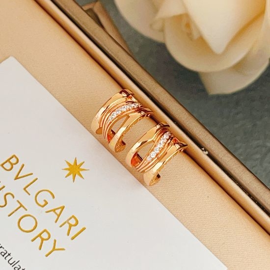 Bvlgari Rose Gold Half Shape Diamond Earrings
