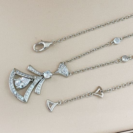 Bvlgari Silver Diamond Skirt Necklace