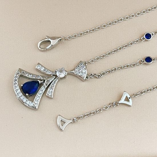 Bvlgari BVLGARI Silver Blue Diamond Skirt Necklace