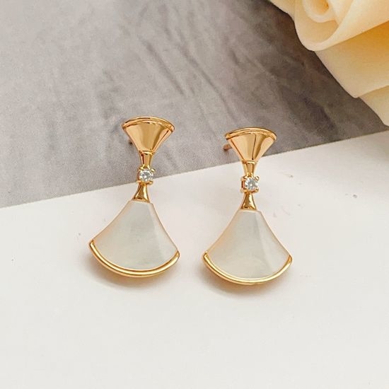 Bvlgari Shell Fan Shape Design Stud Earrings