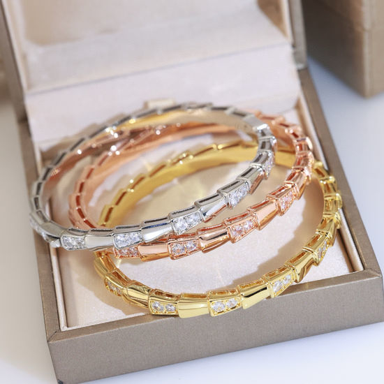 Bvlgari Snake Scale Studded Bangle Gold Plated