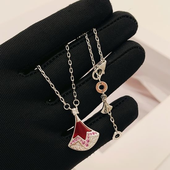 Bvlgari Diamond Inlaid Carnelian Fan Necklace