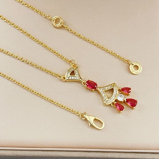 Bvlgari Ruby Diamond Fan Pendant Necklace