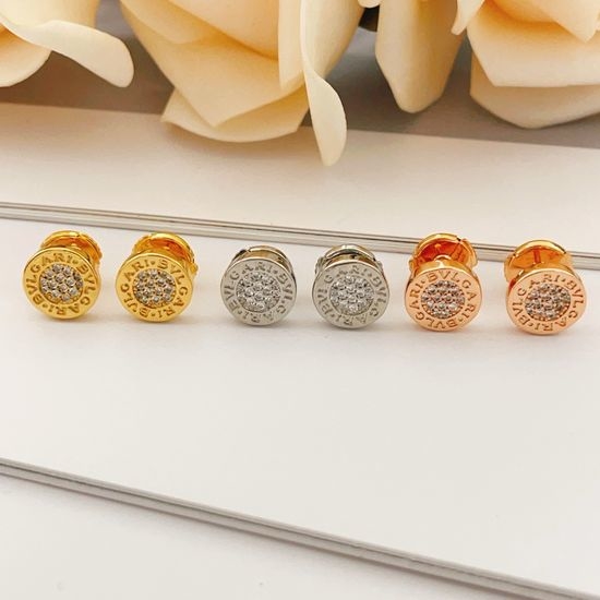 Bvlgari Three Color Diamond Disc Earrings