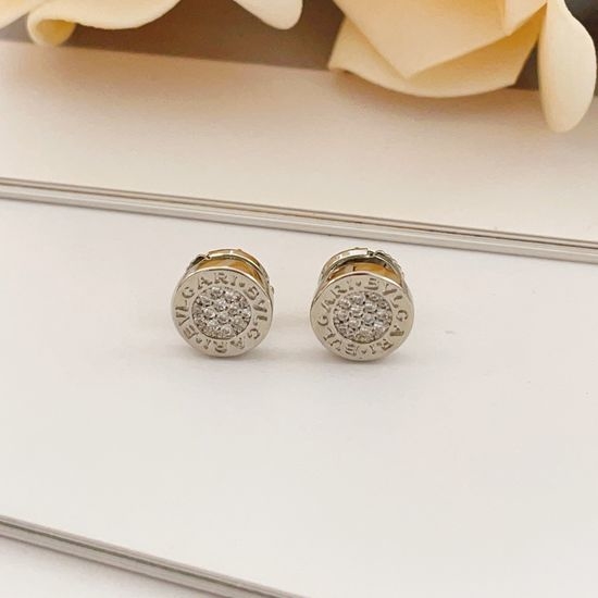 Bvlgari Diamond Embellished Round Stud Earrings
