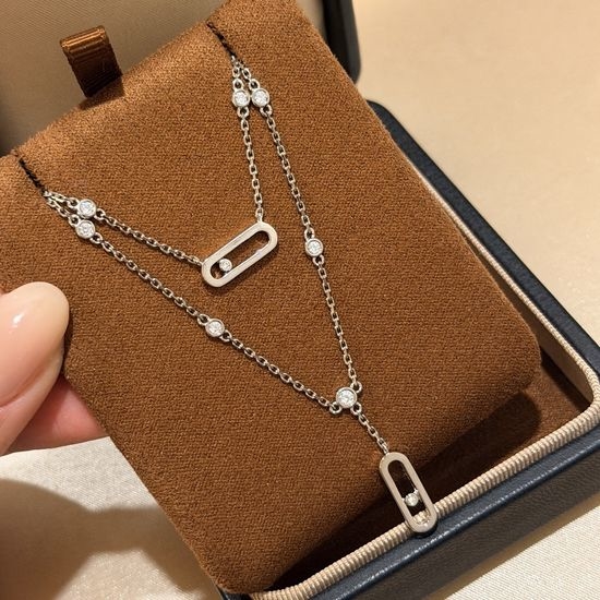 Messika Single Diamond Double Layer Sliding Necklace