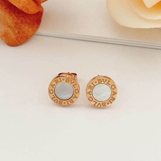 Bvlgari White Ceramic Round Stud Earrings