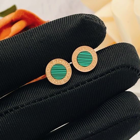 Bvlgari Green Ceramic Round Stud Earrings