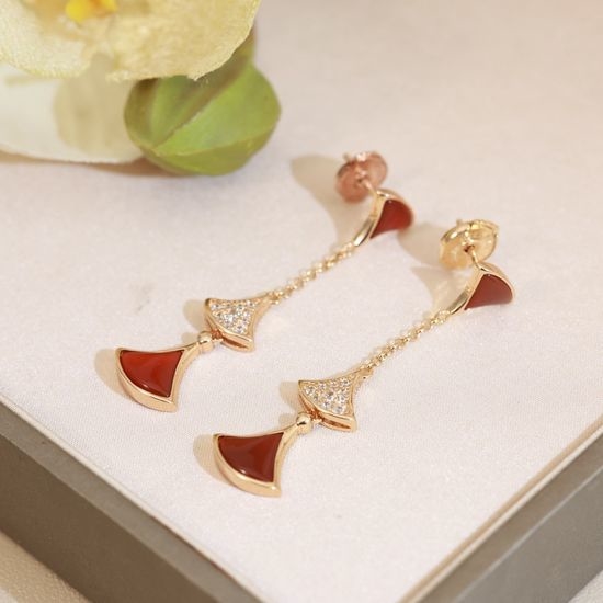 Bvlgari Three Flower Long Dangle Earrings