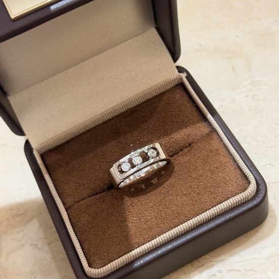 Messika Three Stone Sliding Minimalist Band Ring