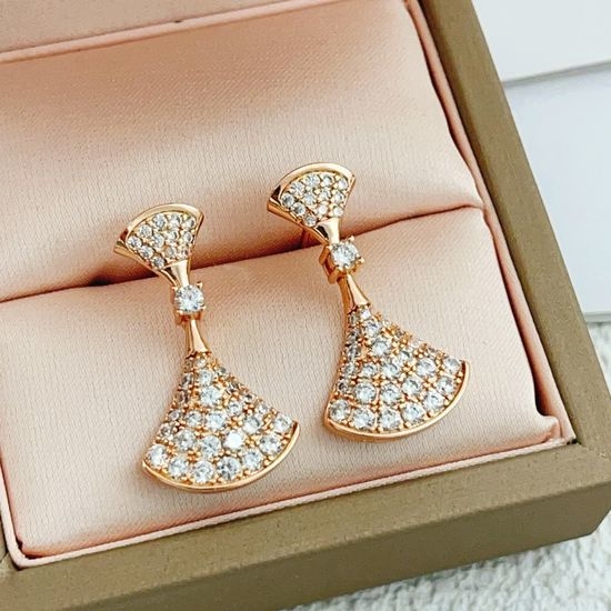 Bvlgari Rose Gold Fan Shape Diamond Earrings