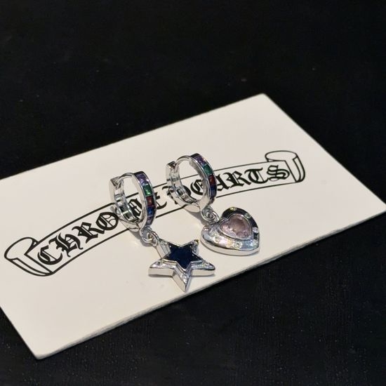 Chrome Hearts Crown Heart Retro Style Stud Earrings