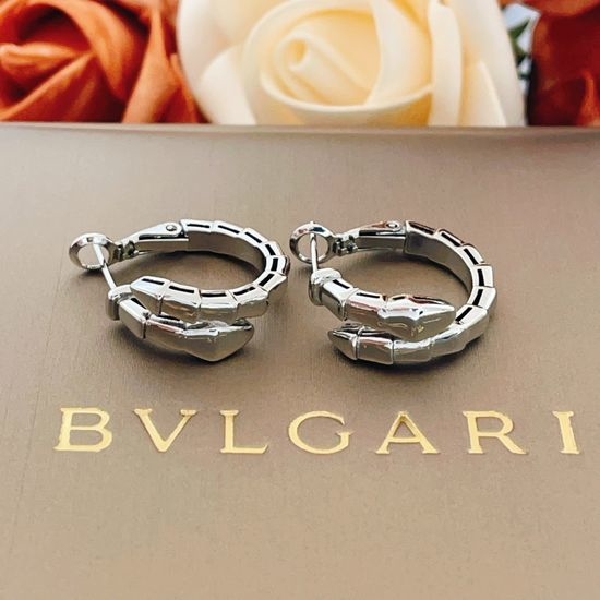 Bvlgari Silver Serpent Head Stud Earrings
