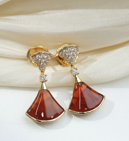 Bvlgari Classic Stud Earrings with Inlaid Diamonds