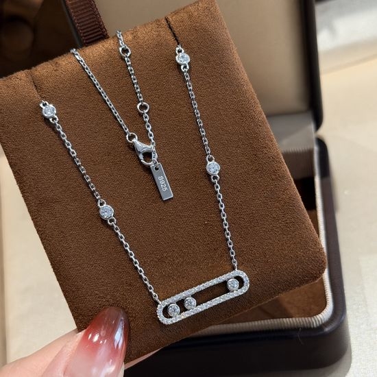 Messika Diamond Sliding Silver Necklace