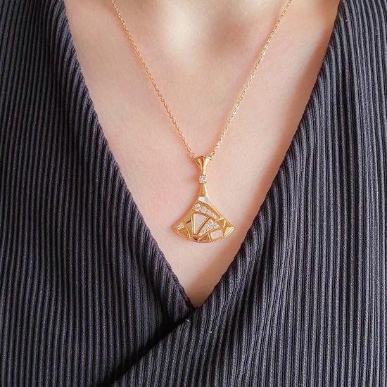 Bvlgari Enamel Large Skirt Necklace Delicate Carved