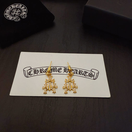 Chrome Hearts Diamond Cross Stud Earrings