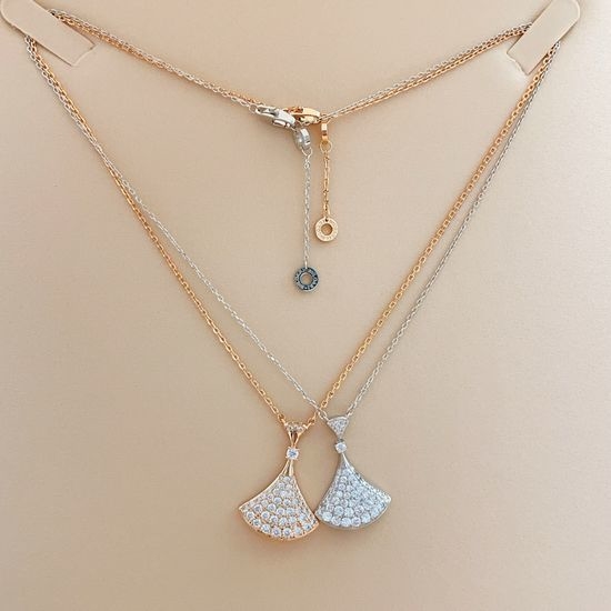 Bvlgari Two Tone Pavé Fan Necklace