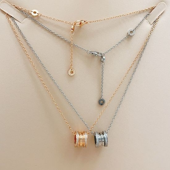 Bvlgari Two Tone Diamond Edge Spring Necklace