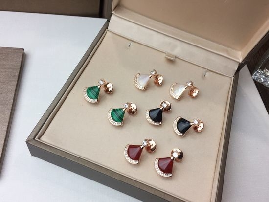 Bvlgari Fan Shape Natural Stone Stud Earrings