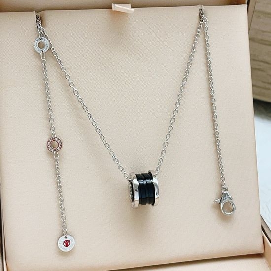 Bvlgari Silver Black Ceramic Necklace